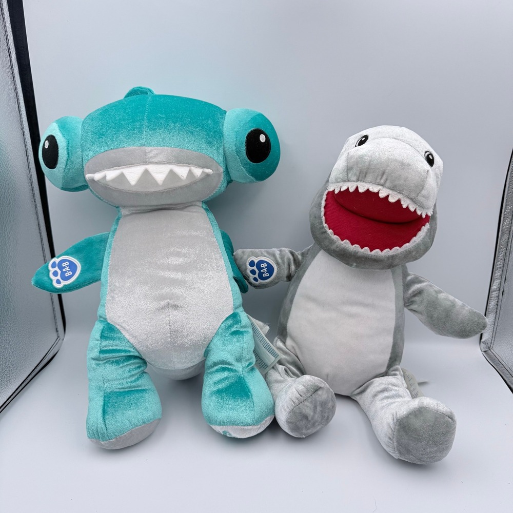 Build-A-Bear Shark Week Hammerhead and Great White Shark Plush Set 15 Inch - Picture 2 of 14